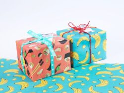 red and white floral gift boxes