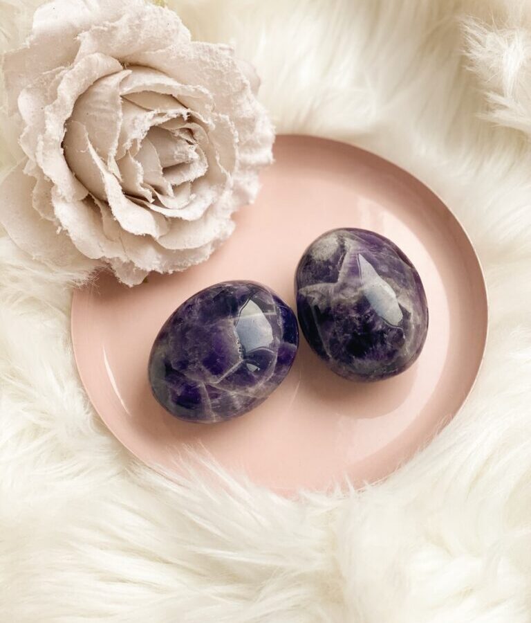 two blue ceramic balls