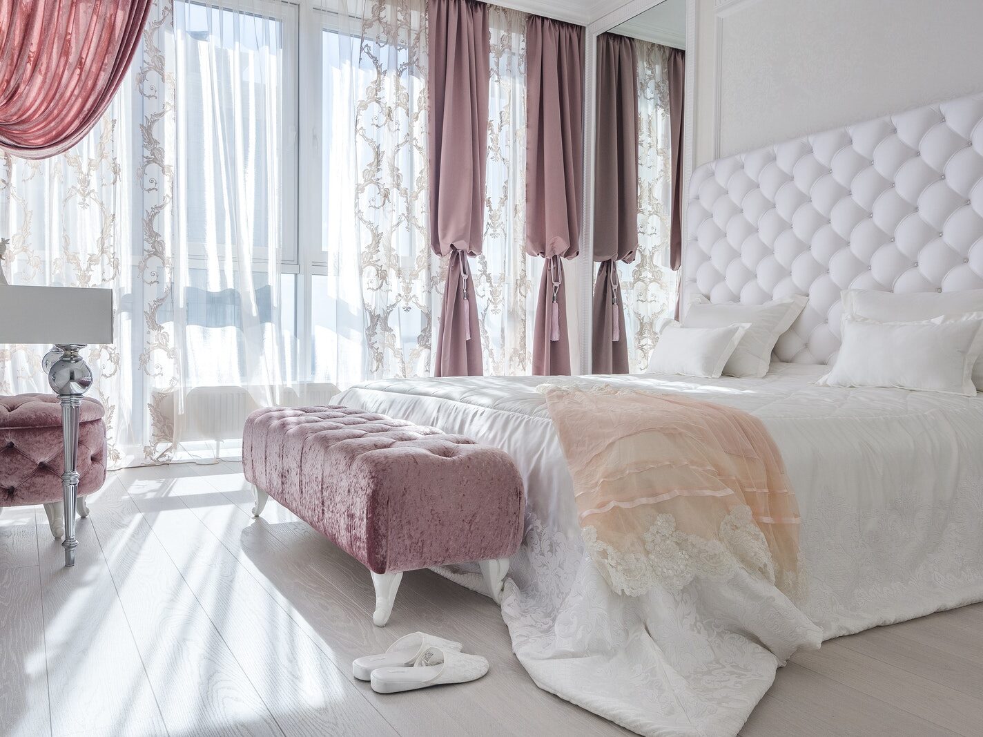 Interior of light elegant bedroom