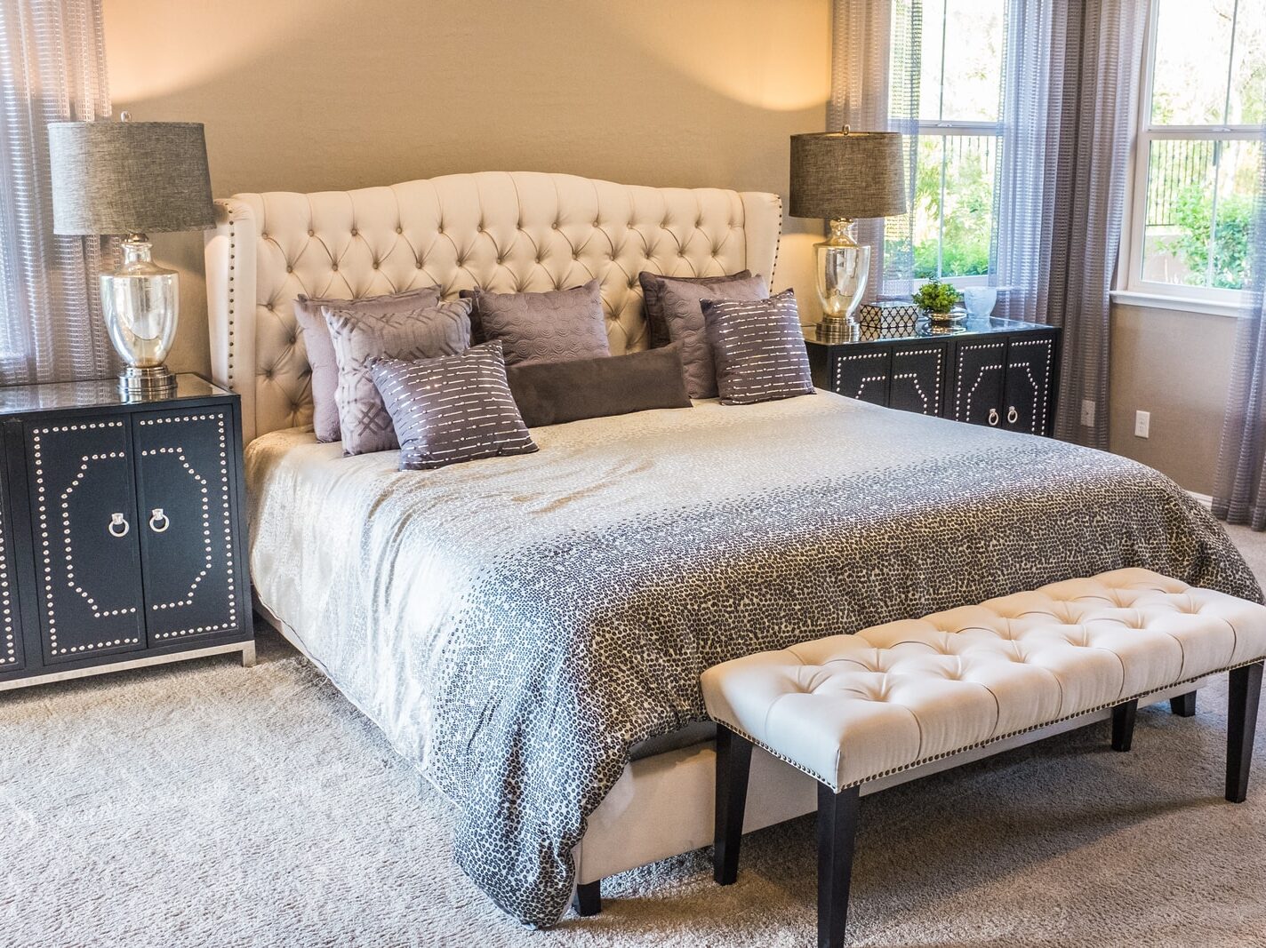 throw pillow on bed frame