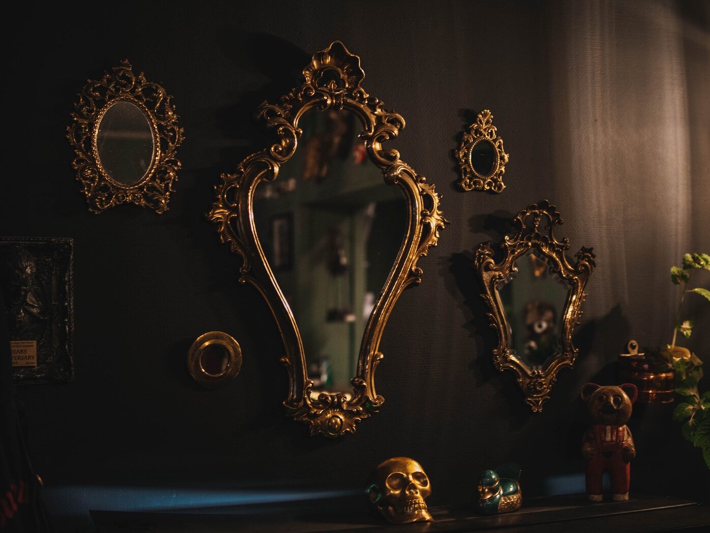 gold and silver steel wall decor