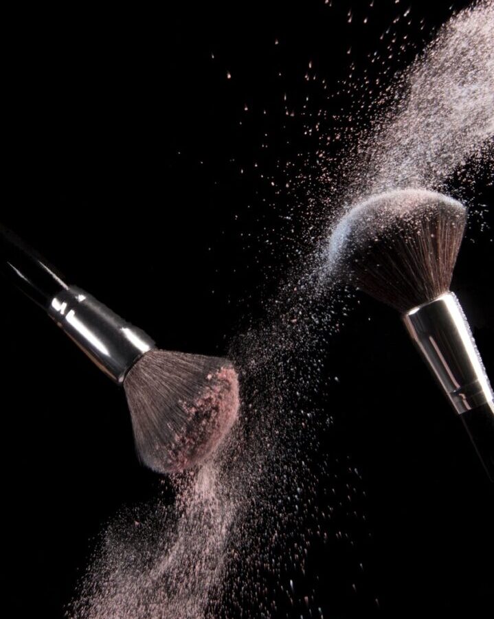 Cosmetics Makeup Brushes and Powder Dust Explosion