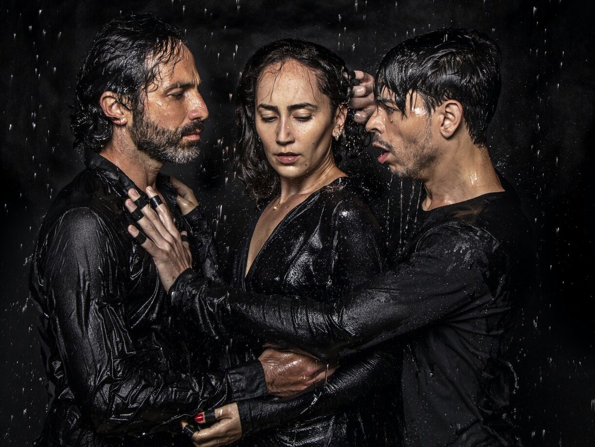 Expressive artists performing live action in studio