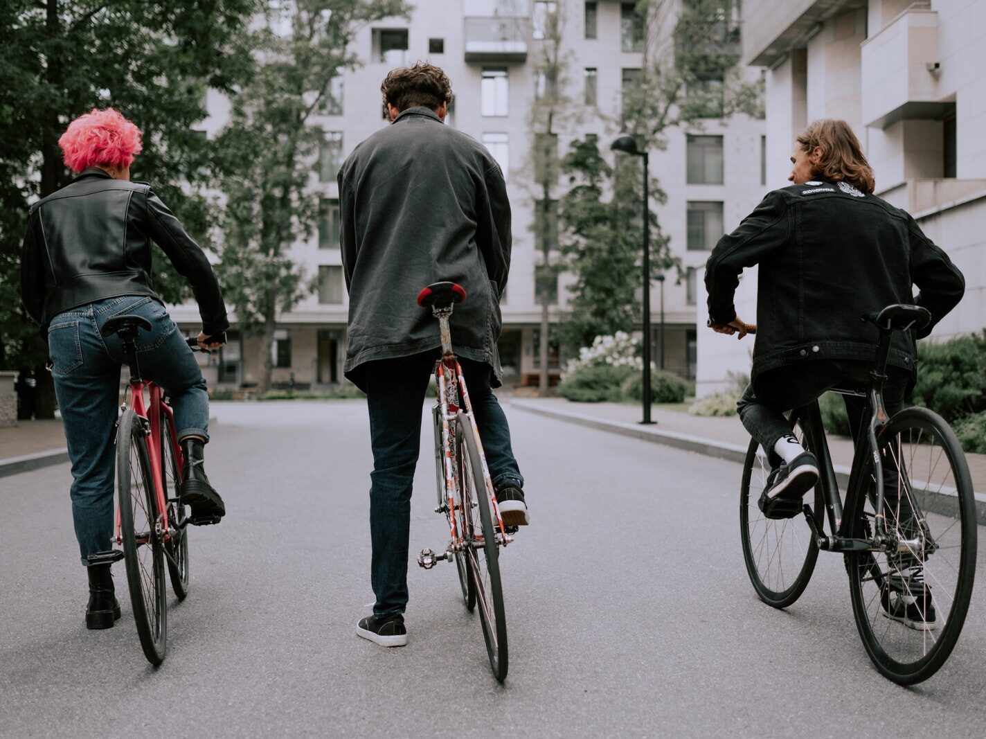 Back View of a Group of Friends with their Bicycles