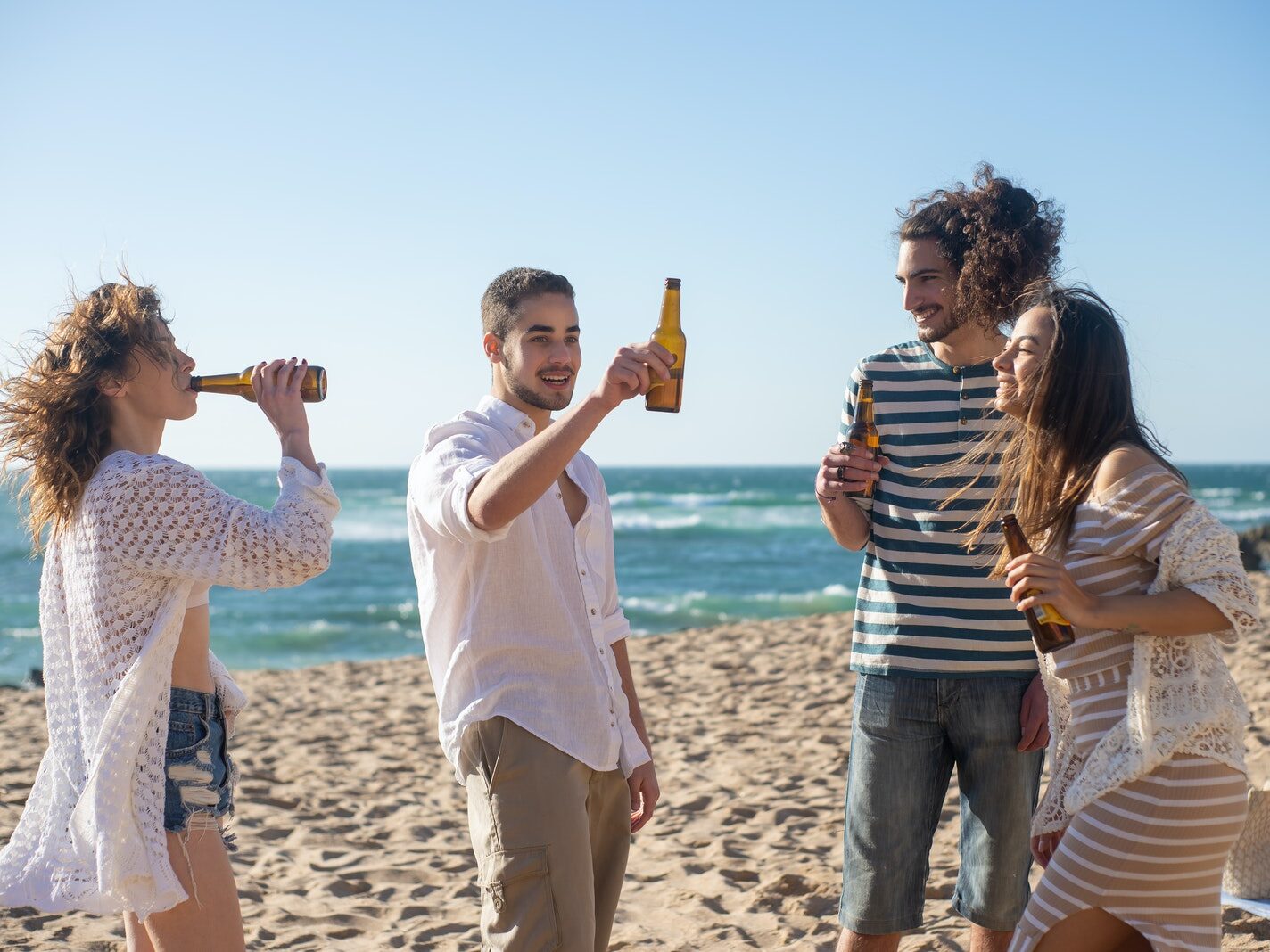 A Group of Friends Having Fun at the Beach
