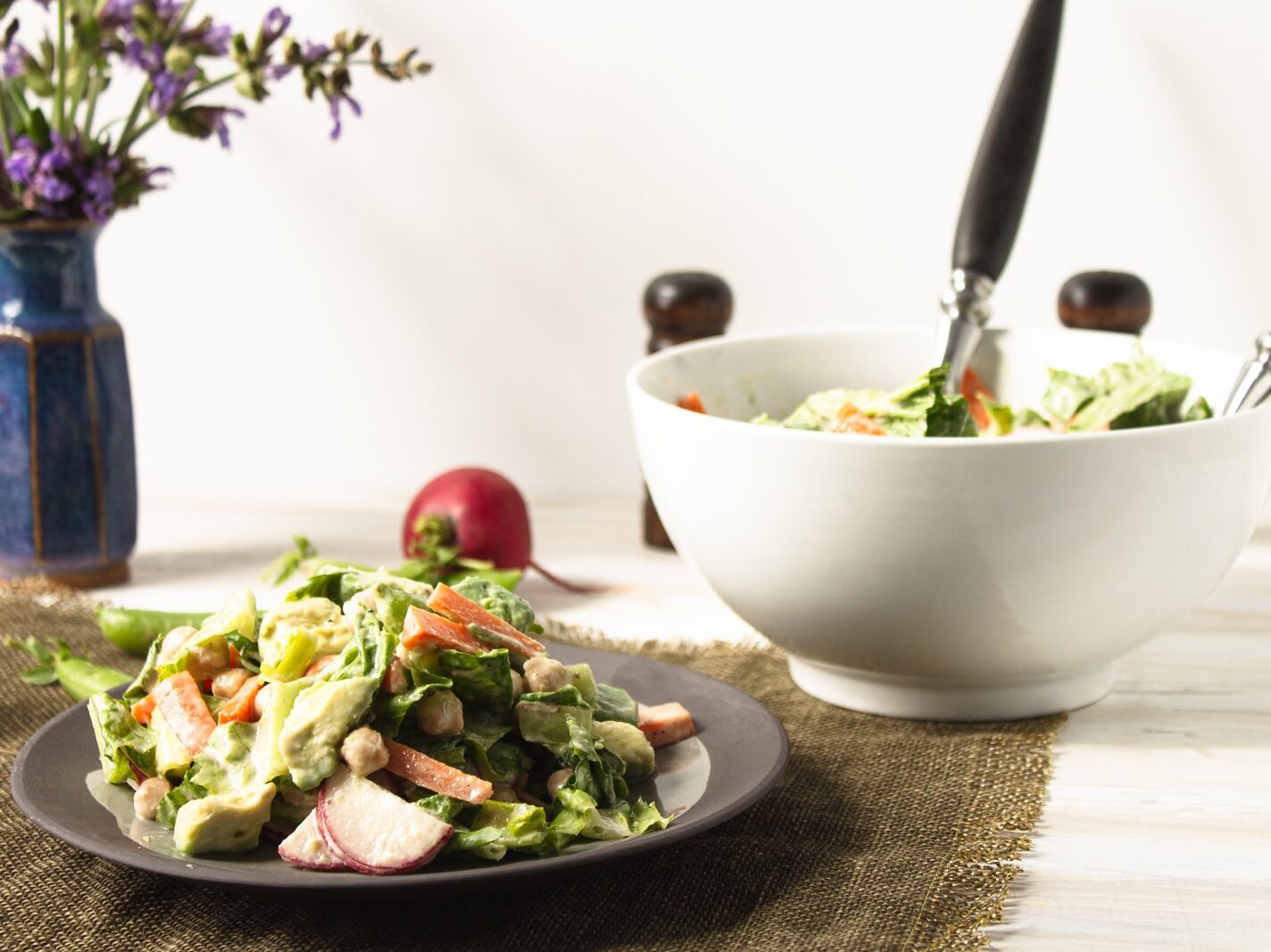 vegetable salad in white ceramic bowl