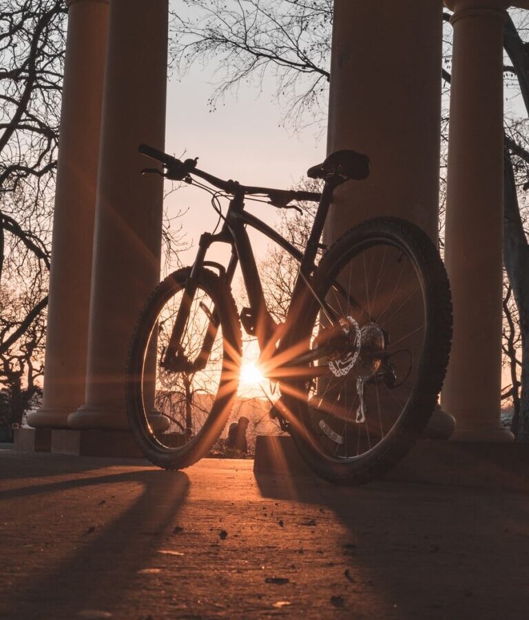 rigid bicycle under sunrays