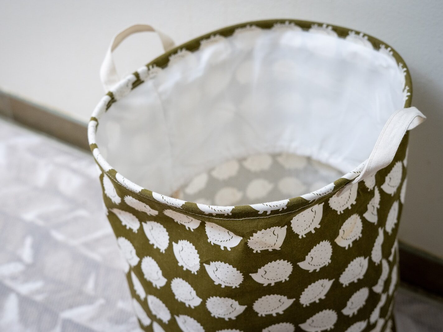black and white polka dot basket