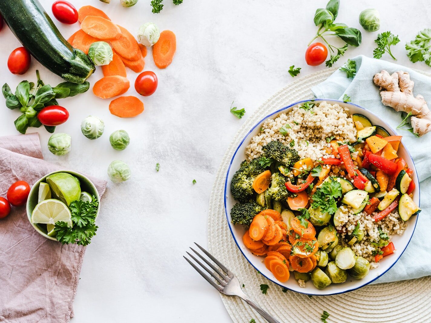 Flat-lay Photography of Vegetable Salad on Plate