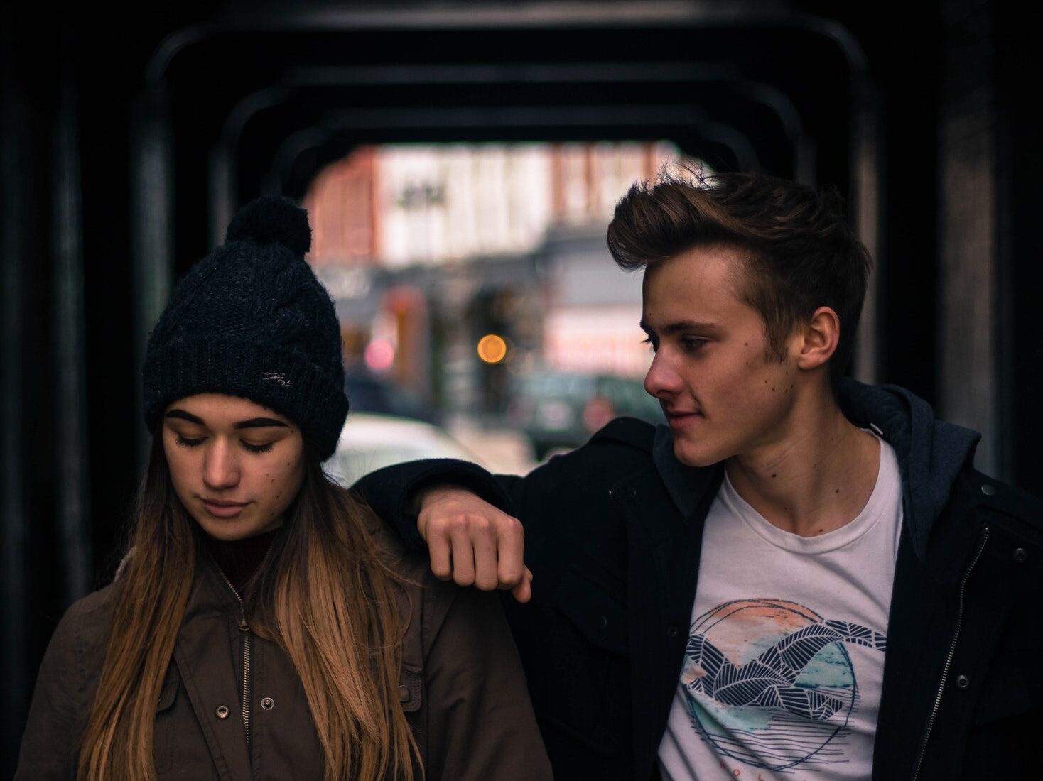 Young Couple in City at Night