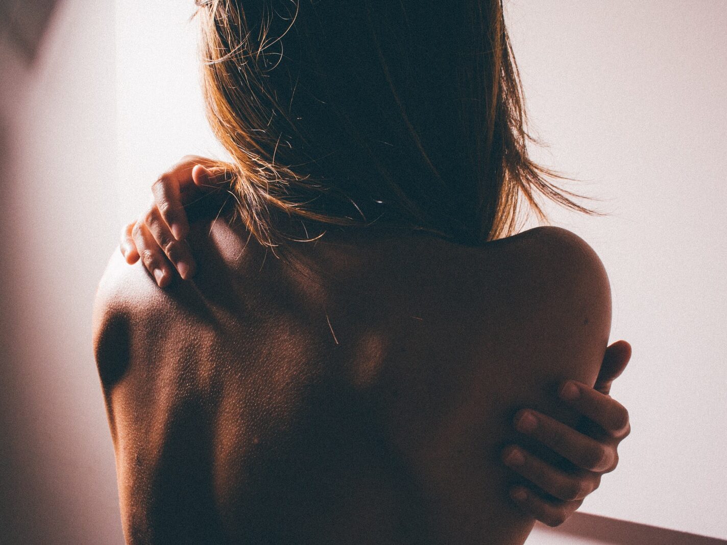close photo of woman's back