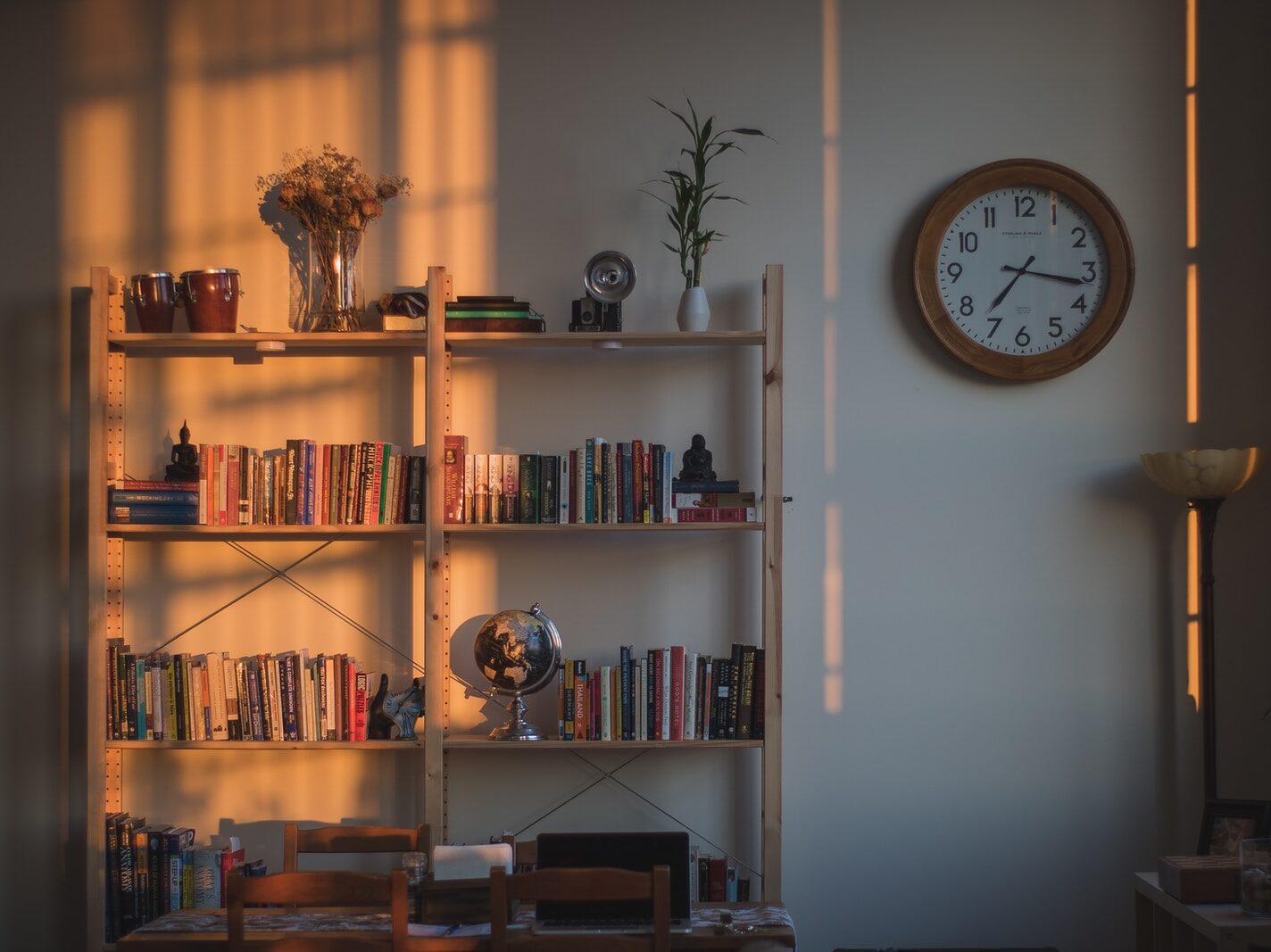 brown wooden double bookcase