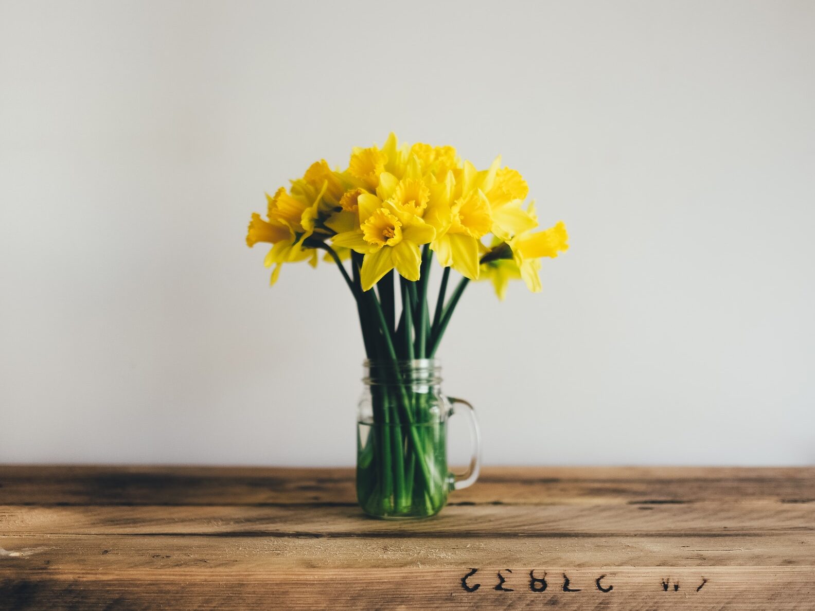 yellow petal flower on clear glass vase