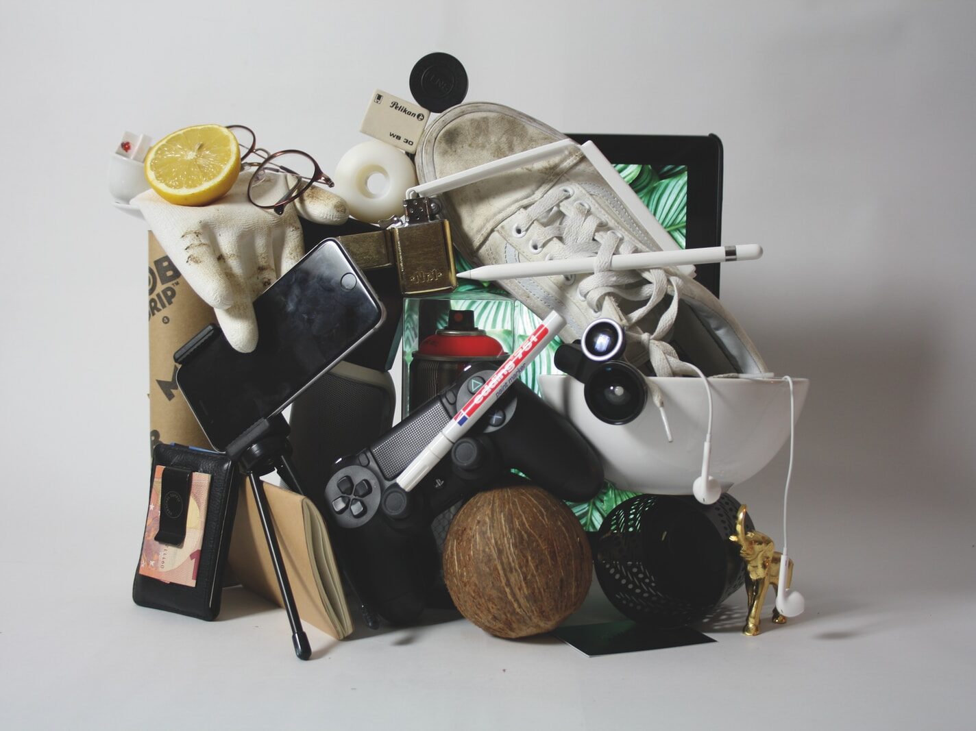 pile of assorted-color products