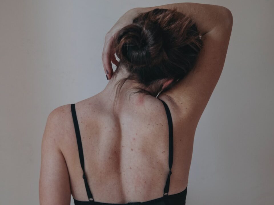 woman in black lingerie standing