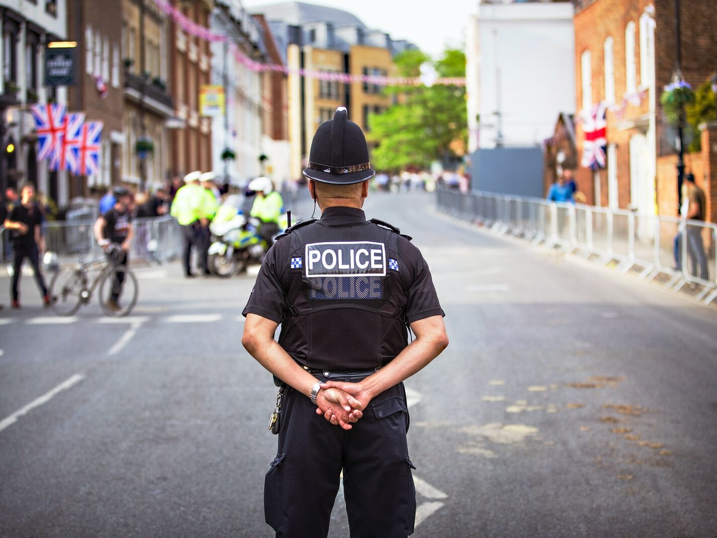 Police standing on road