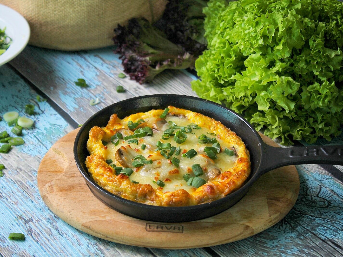 A Close-Up Shot of a Frittata in a Skillet