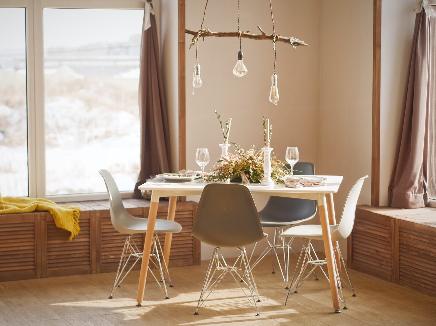 white wooden dining table set during daytime