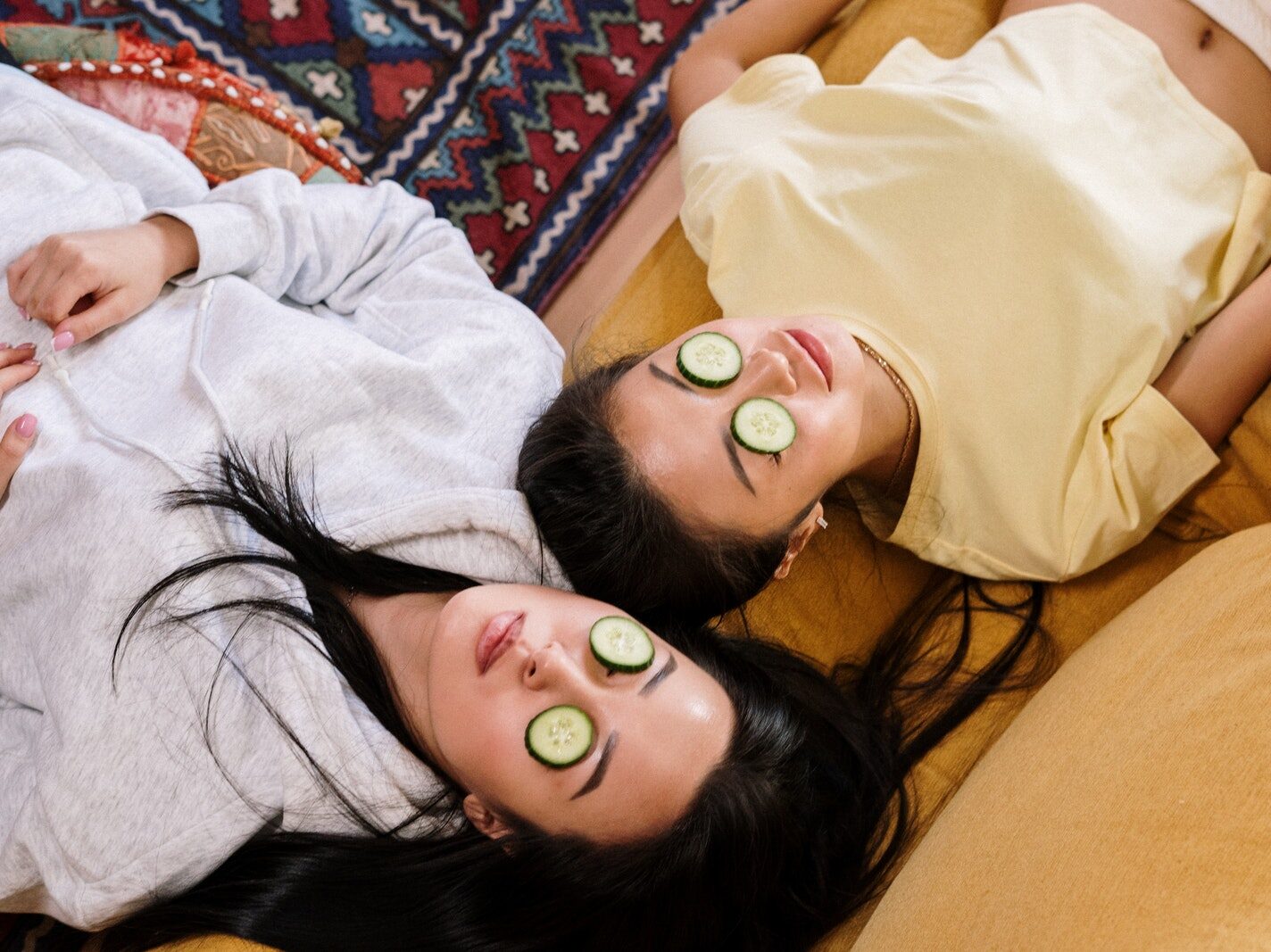 Girl in White Shirt Lying on Brown Textile