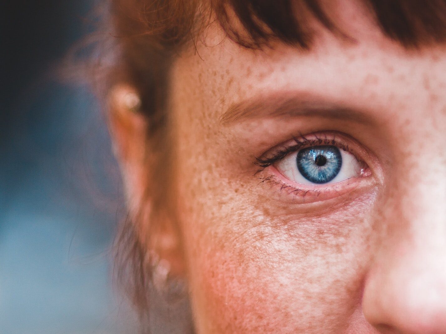 Face of woman with blue eyes