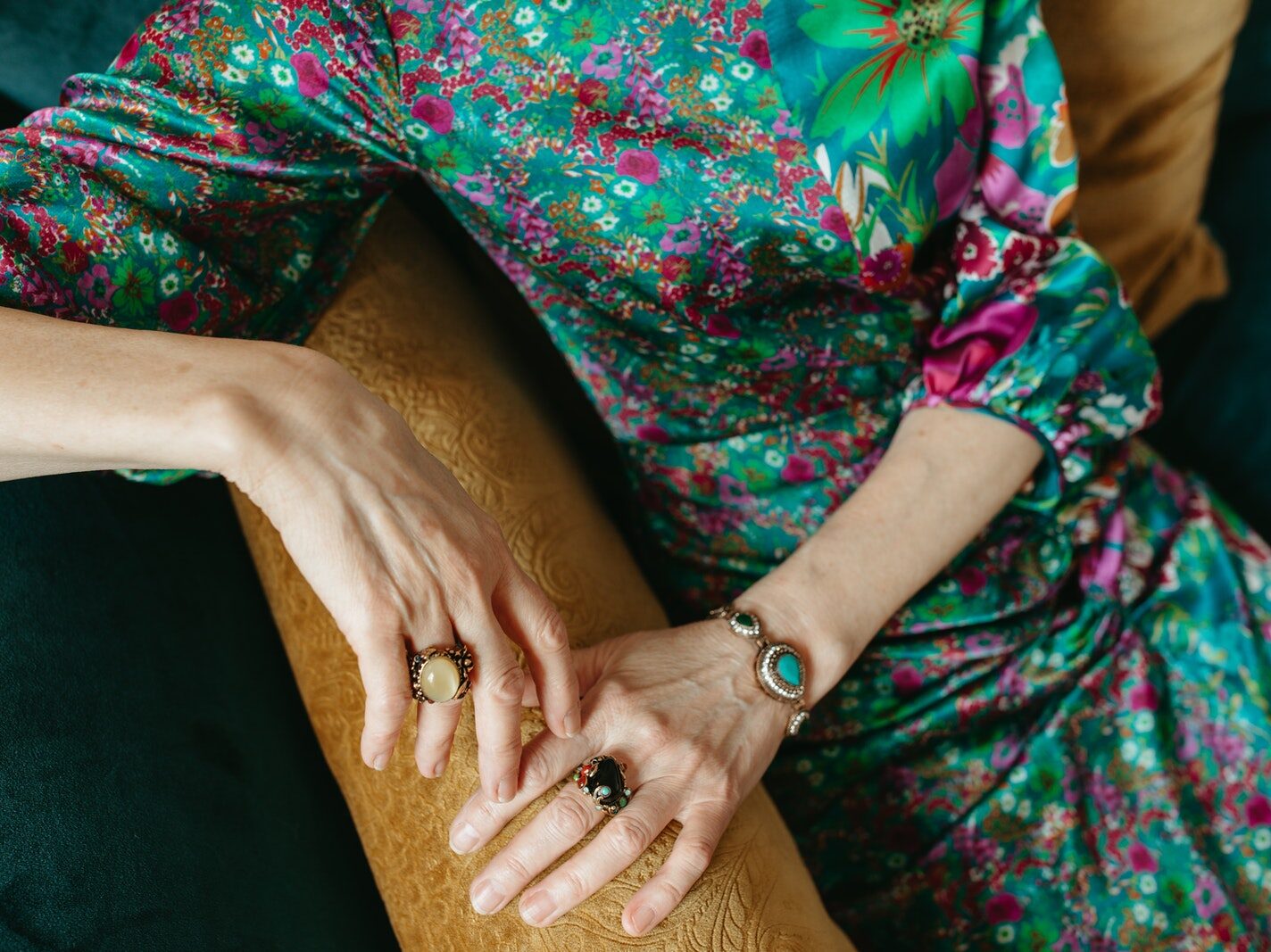 A Woman Wearing Floral Dress