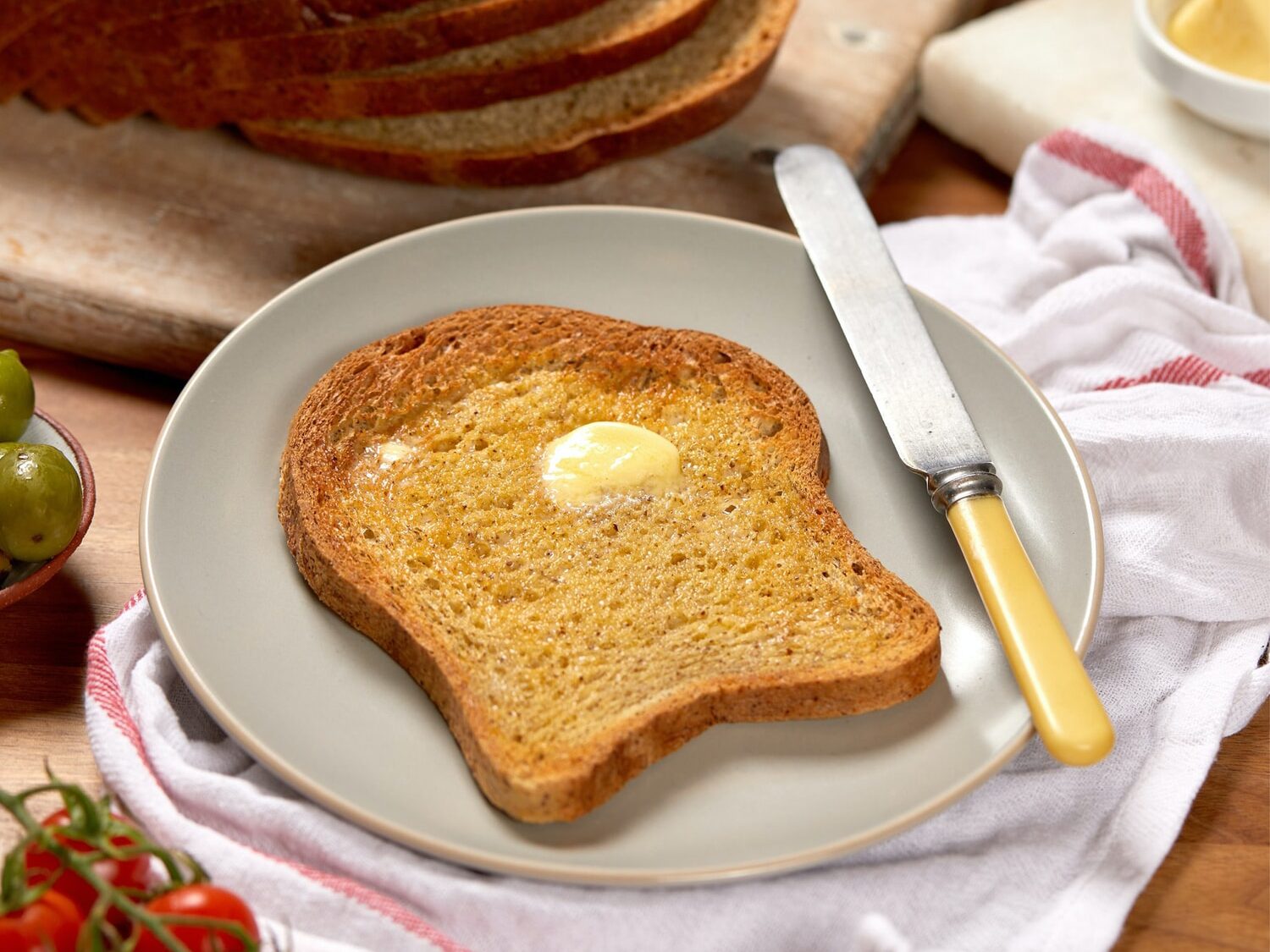 bread on white ceramic plate
