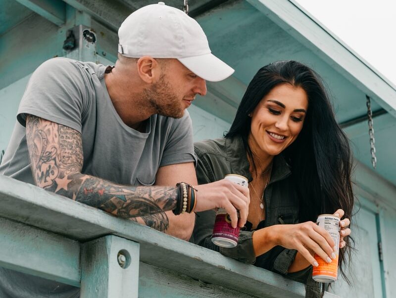 smiling woman and man