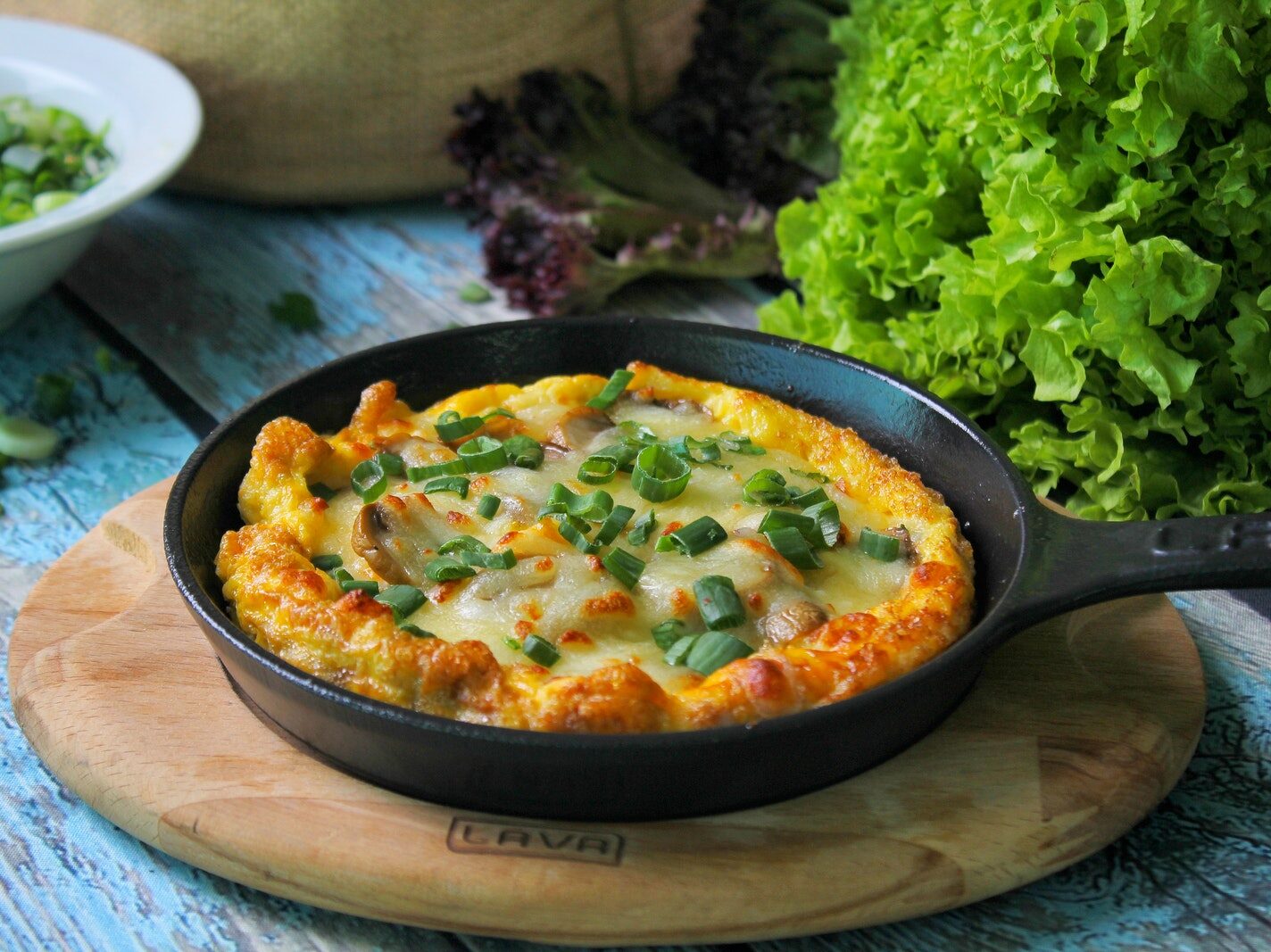 A Close-Up Shot of a Frittata in a Skillet