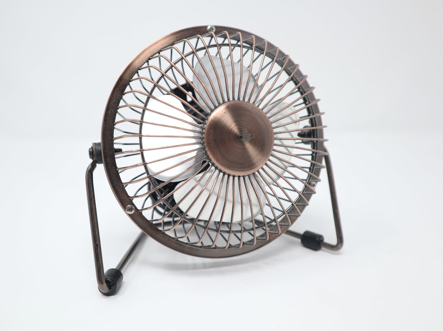 gray and white mini fan on white surface