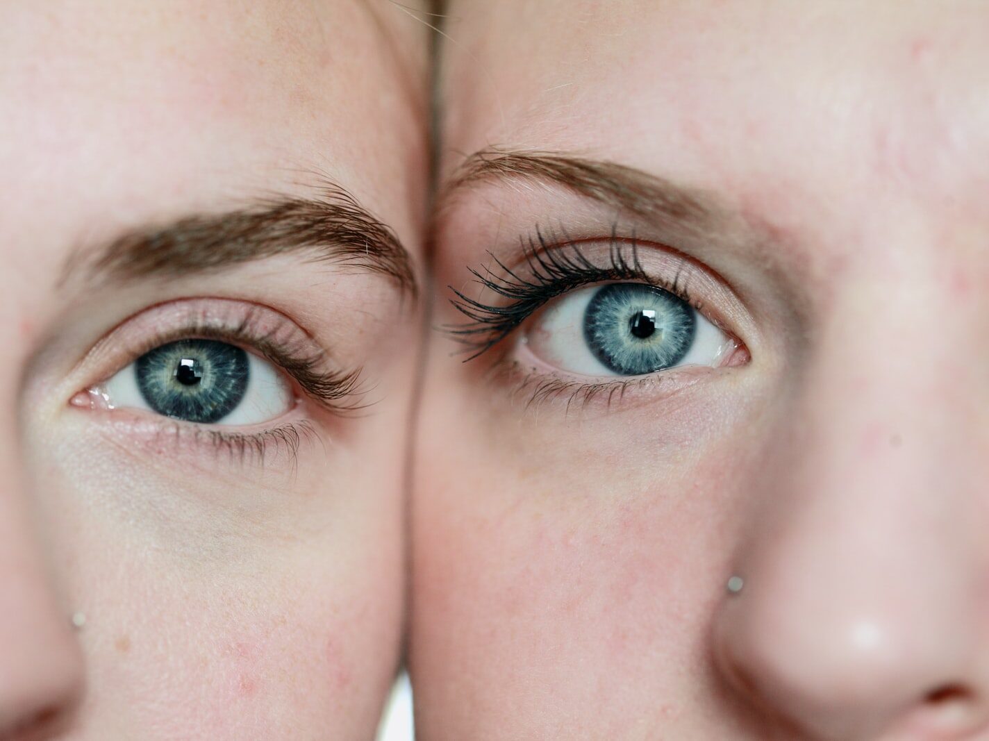 photo of woman's face reflection