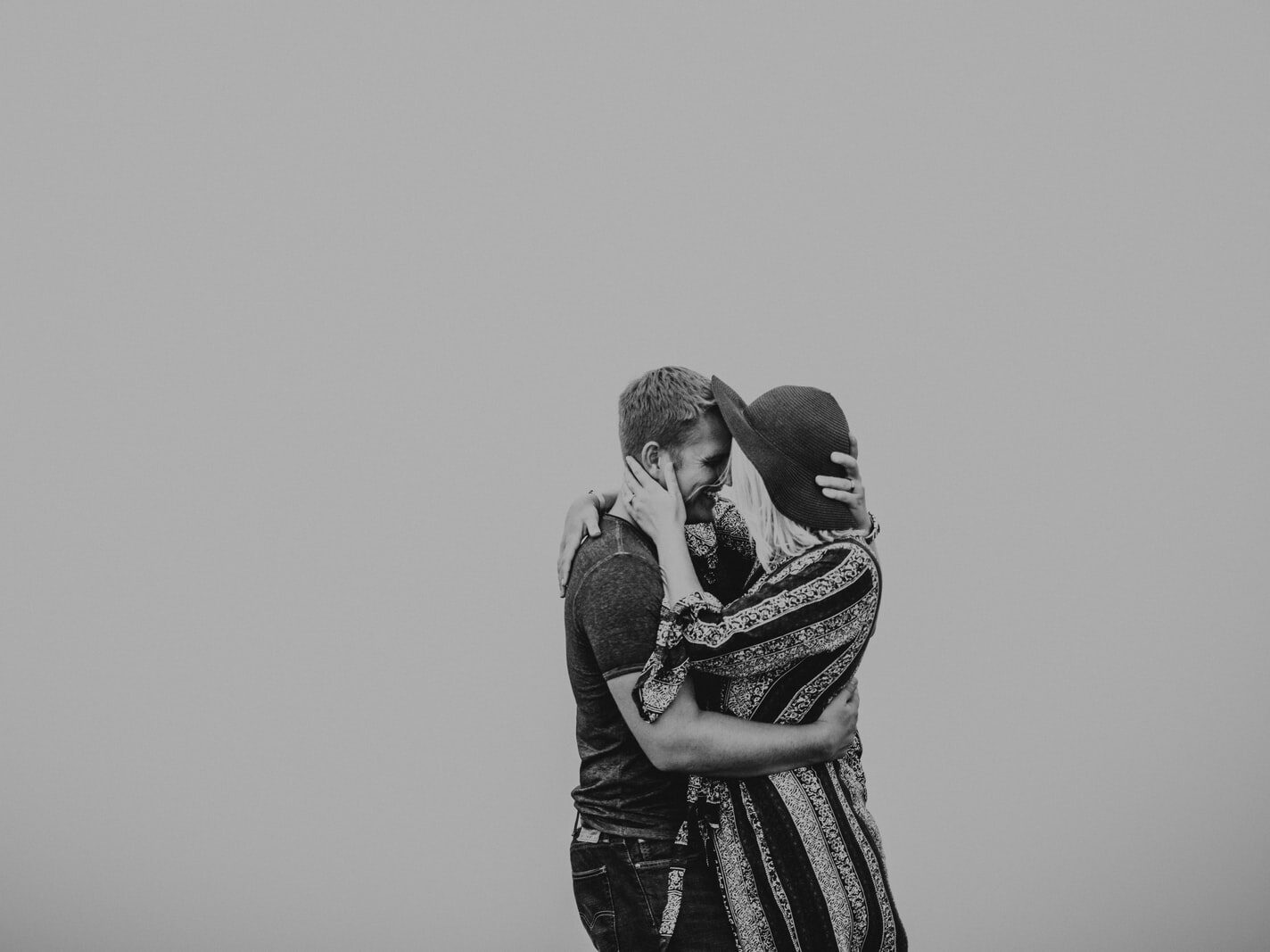 couple on grayscale photography