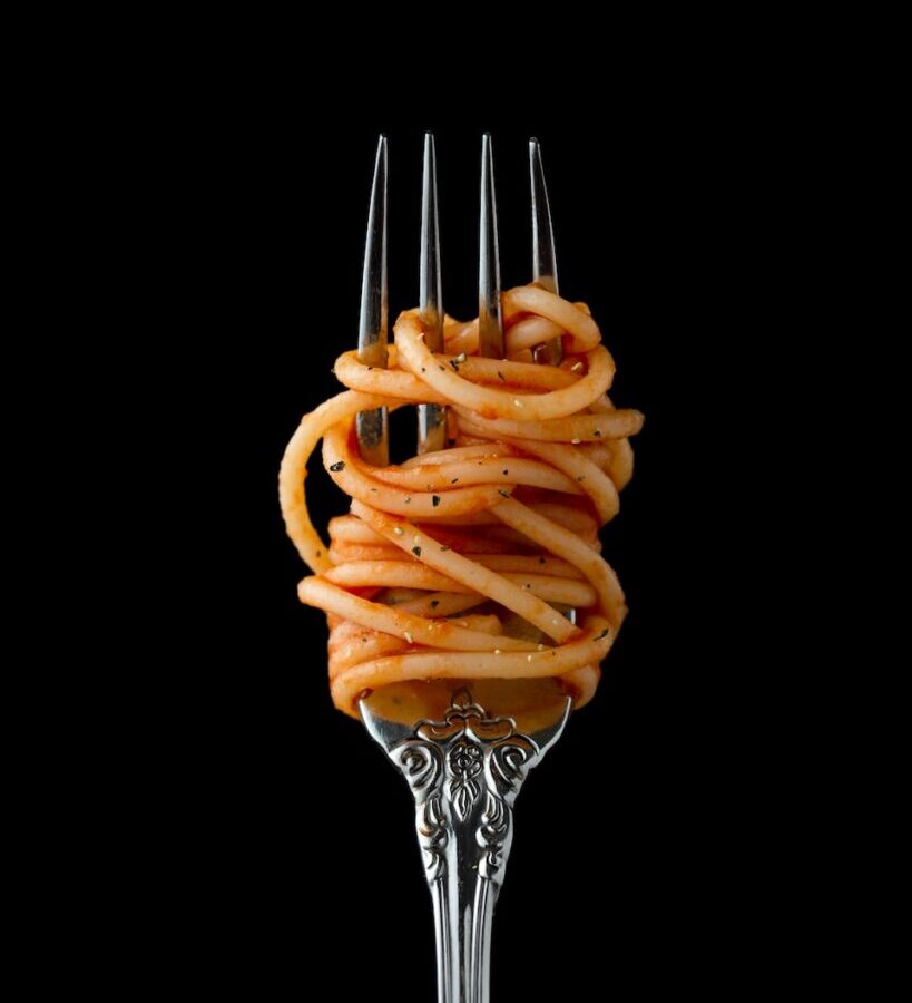fork with spaghetti