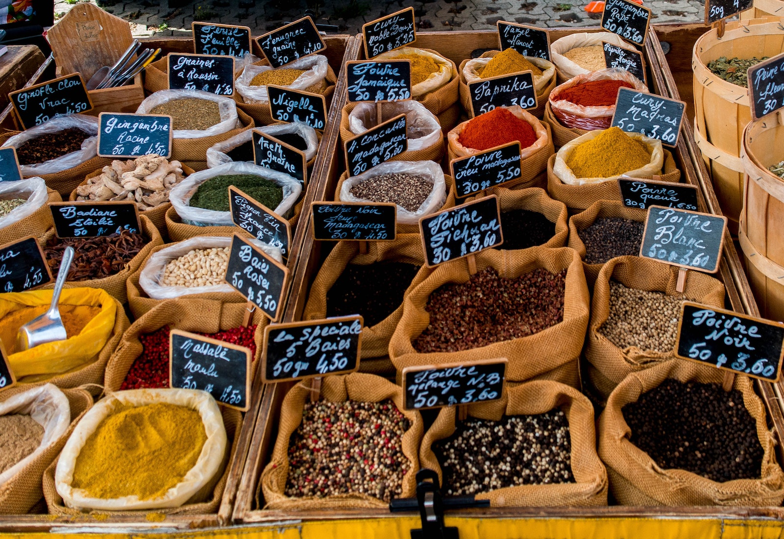 Spices in Bags on Market