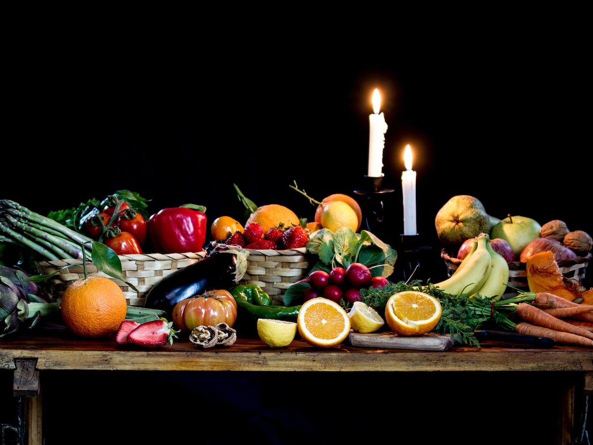 assorted fruit lot on brown wooden table