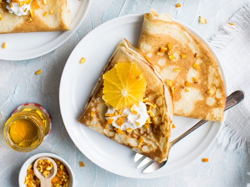 flat-lay photography of pancake with icing