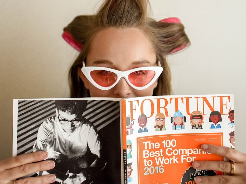 woman holding Fortune magazine
