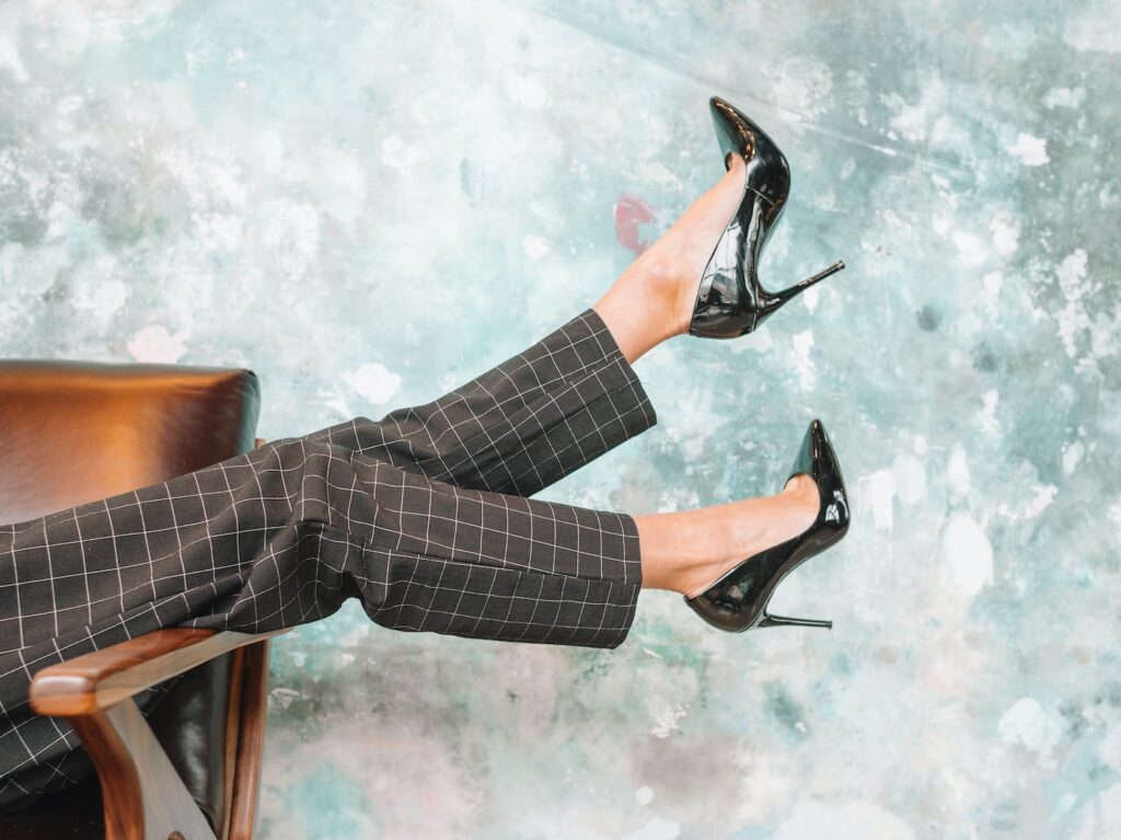 woman wearing stiletto shoes