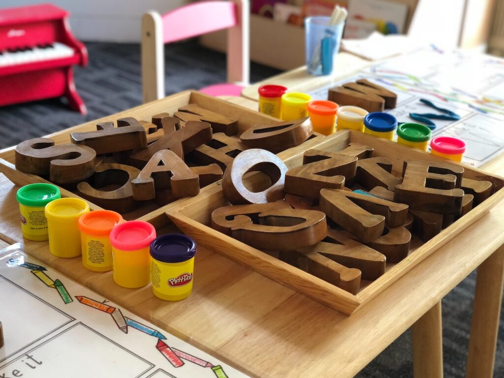brown letters on table