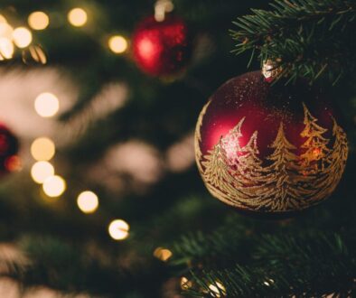 shallow focus photography of red bauble on christmas tree