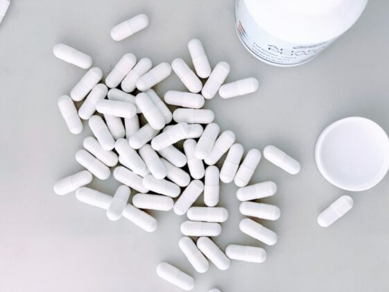 white medication capsules