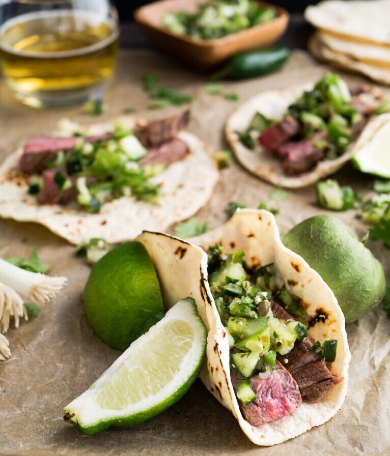 taco with beside sliced lemon