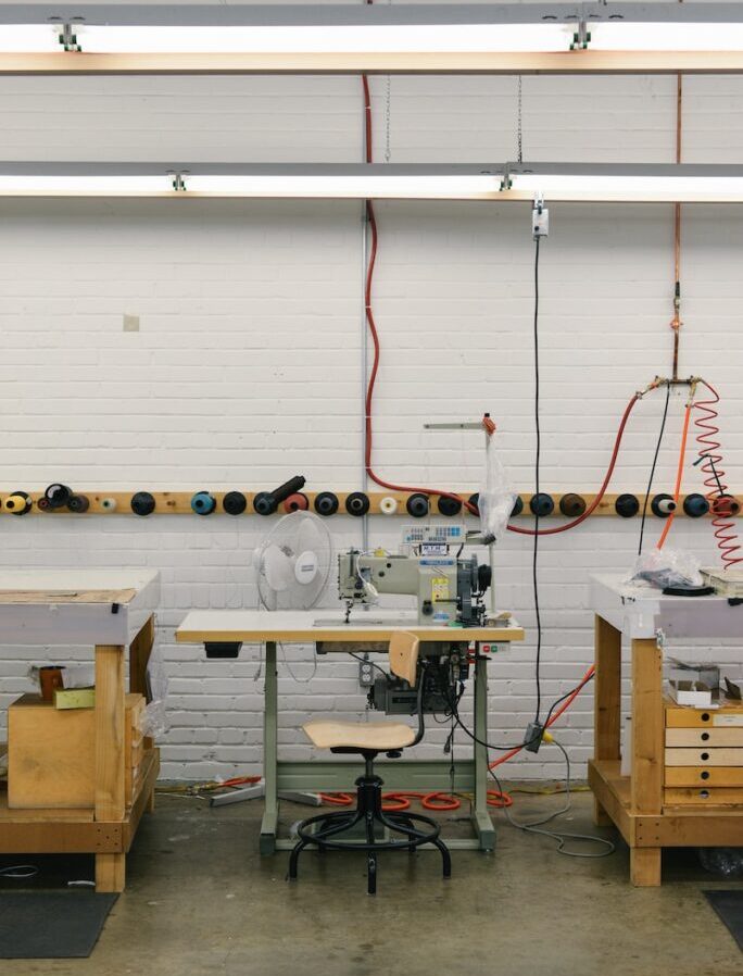 gray and brown sewing machine