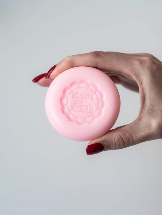 round pink soap