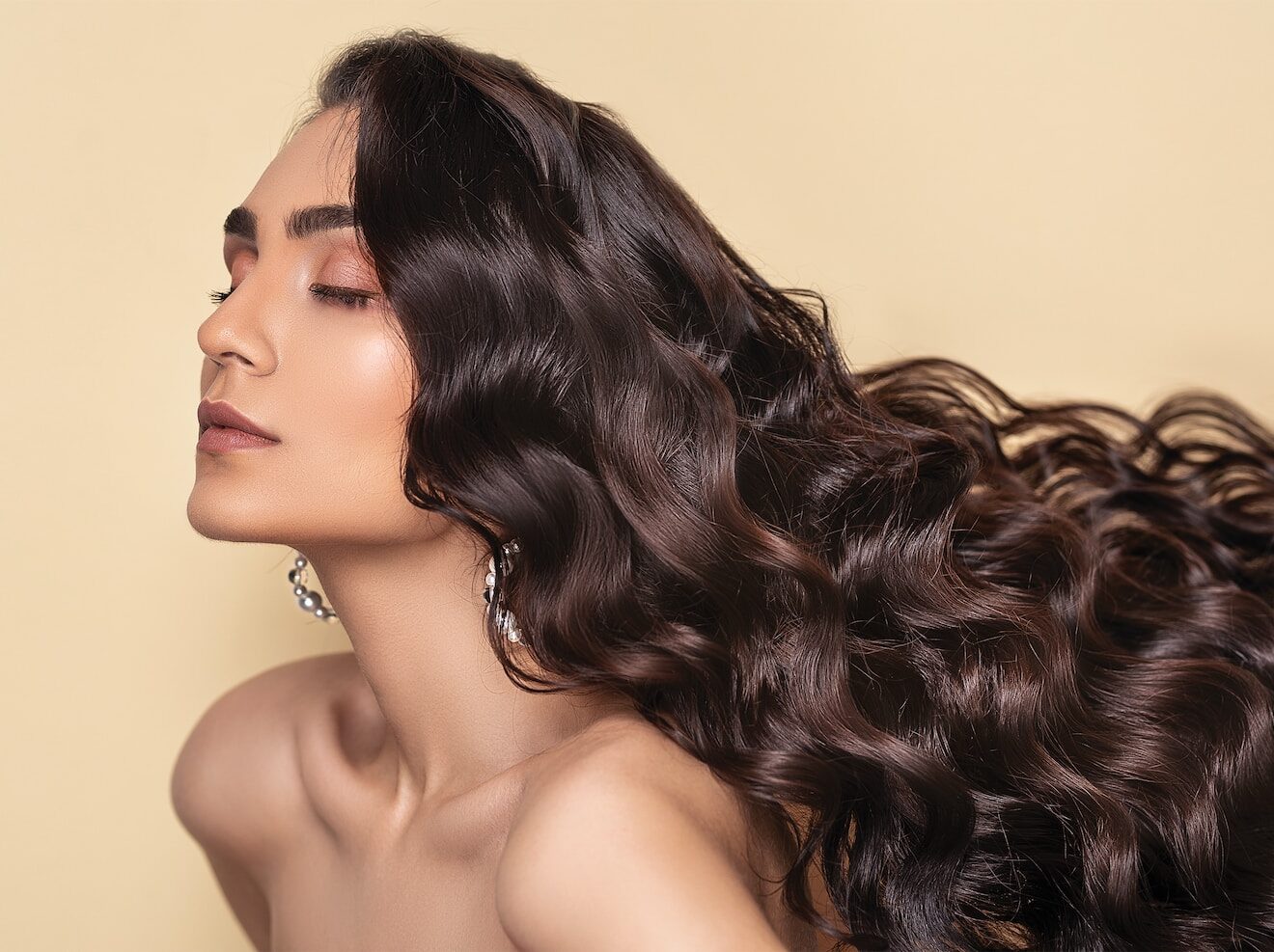 topless woman with eyes closed