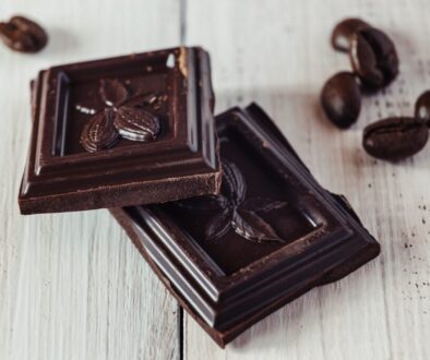a couple of pieces of chocolate sitting on top of a table
