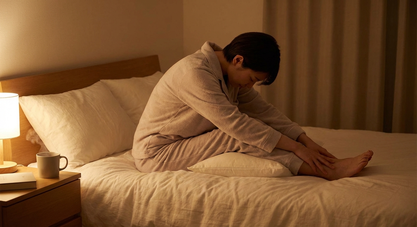 Side view ground level of peaceful ethnic female with pink hair practicing yoga in Parsvottanasana while stretching legs on terrace