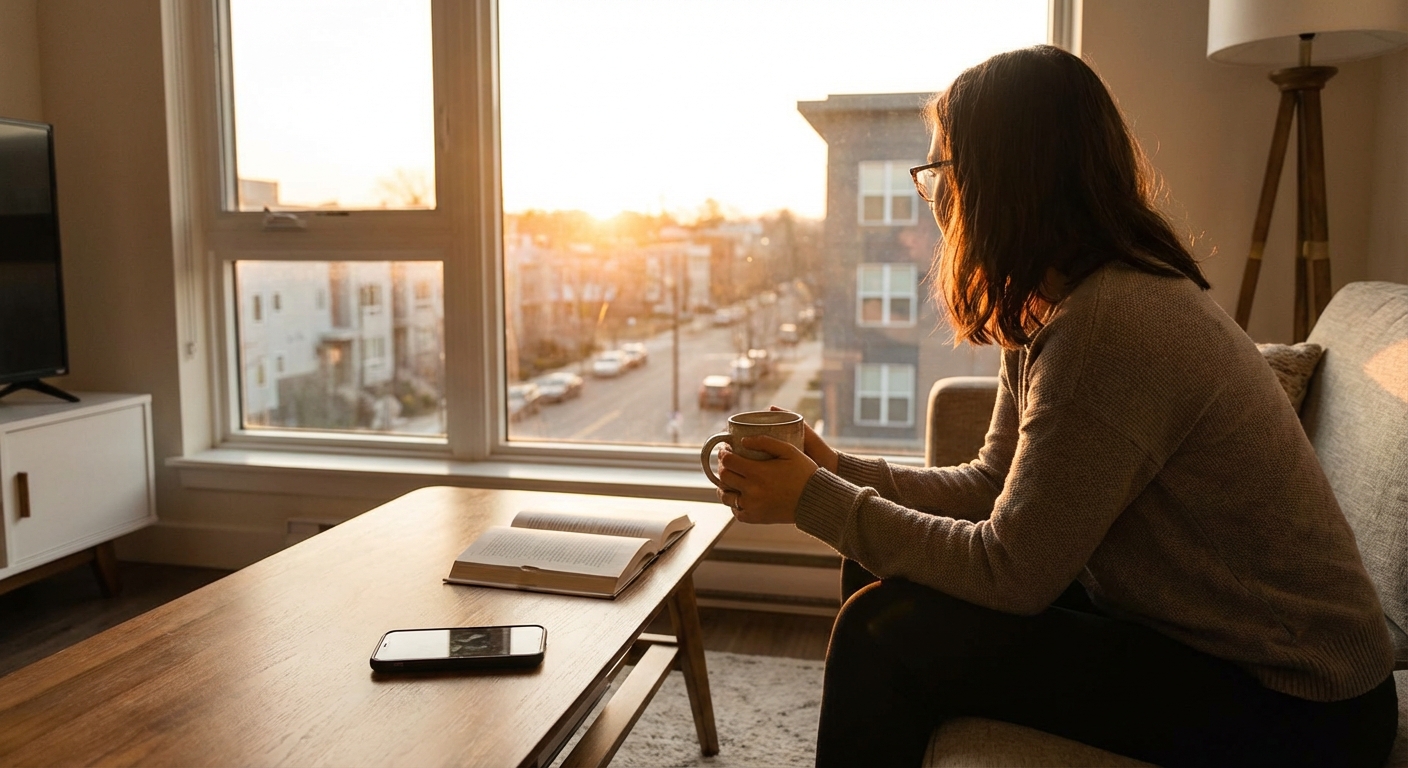 Young woman in sportswear kneeling outdoors, engaging in mindful meditation.