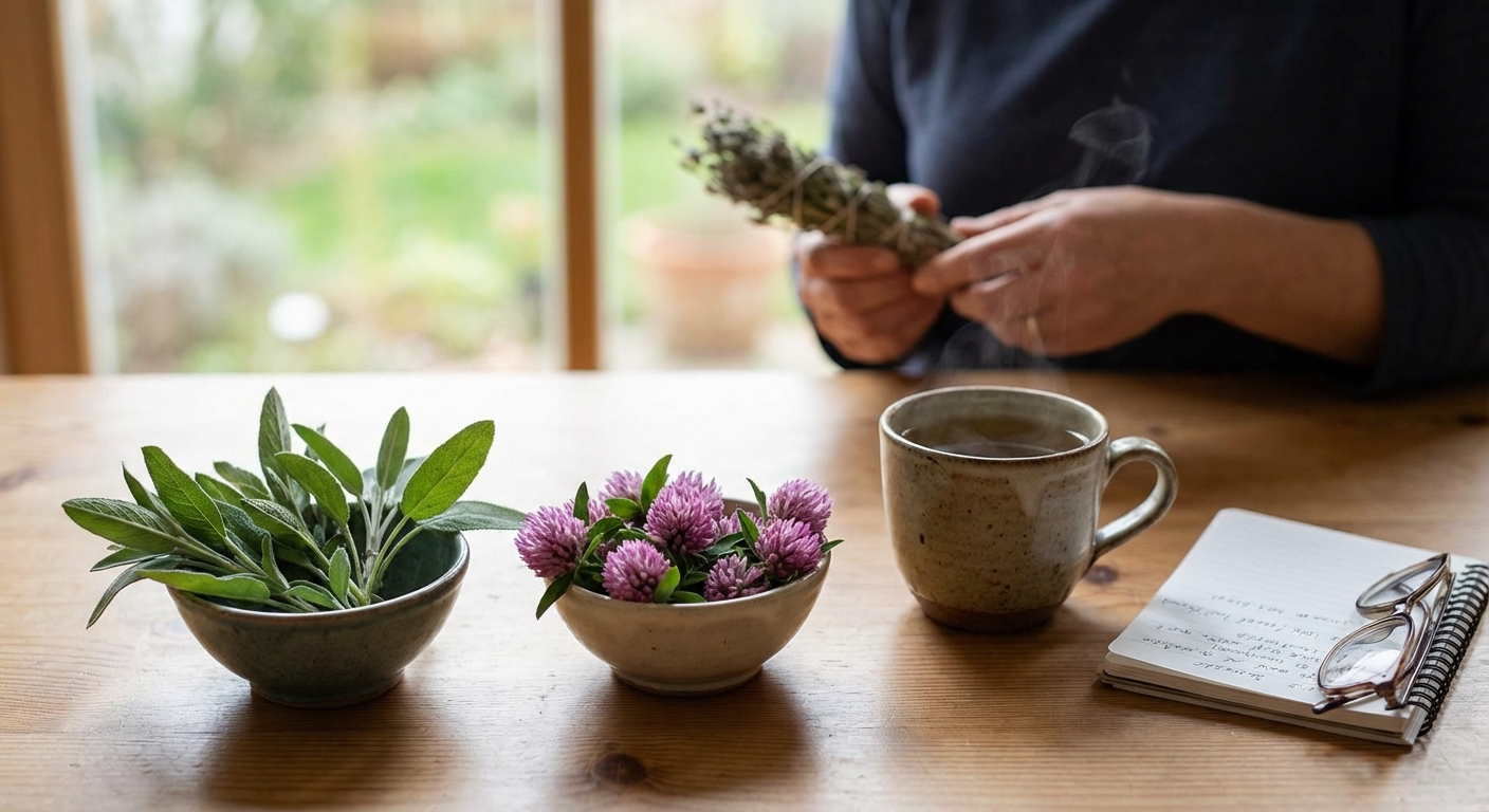 Vibrant green Alchemilla vulgaris leaves with dew drops in a lush garden setting.