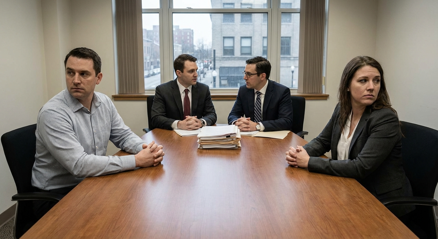 Colleagues in a lively discussion during a team meeting in a modern office space.