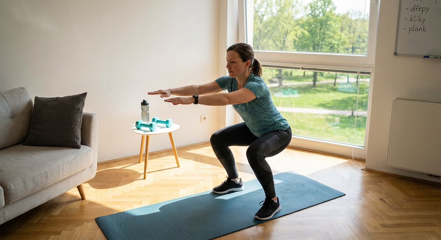 Woman performing a plank row with dumbbells in a bright Dubai gym.